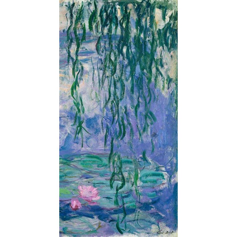 Waterlilies III Gold Ornate Wood Framed Art Print with Double Matting by Monet, Claude