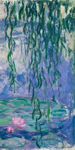 Waterlilies III White Modern Wood Framed Art Print with Double Matting by Monet, Claude