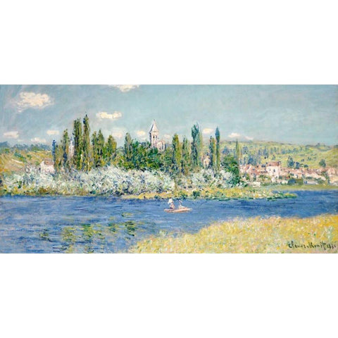 Vetheuil Black Modern Wood Framed Art Print with Double Matting by Monet, Claude
