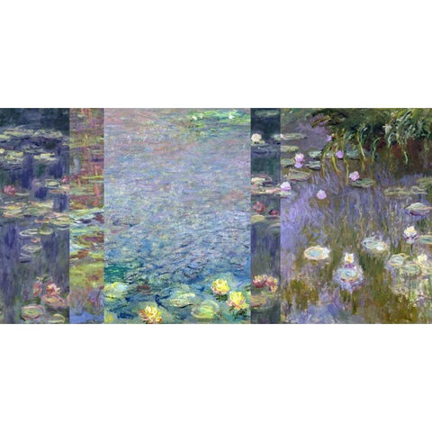 Waterlilies III Black Modern Wood Framed Art Print with Double Matting by Monet, Claude