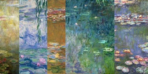 Waterlilies IV White Modern Wood Framed Art Print with Double Matting by Monet, Claude