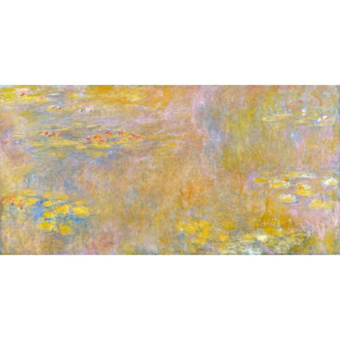 Waterlilies-Yellow Nirvana White Modern Wood Framed Art Print by Monet, Claude