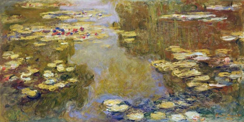 The Lily Pond White Modern Wood Framed Art Print with Double Matting by Monet, Claude