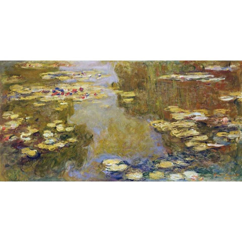 The Lily Pond Black Modern Wood Framed Art Print with Double Matting by Monet, Claude
