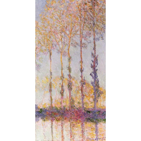 Poplars on the Banks of the Epte Black Modern Wood Framed Art Print by Monet, Claude