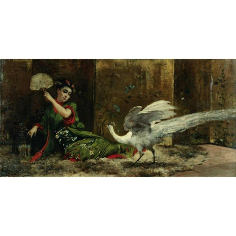 A Japanese Woman White Modern Wood Framed Art Print by Clairin, Georges