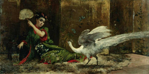 A Japanese Woman Black Ornate Wood Framed Art Print with Double Matting by Clairin, Georges