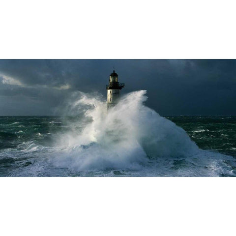 Phare d Ar-Men Black Modern Wood Framed Art Print by Guichard, Jean