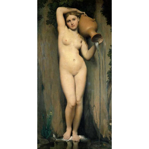 La source White Modern Wood Framed Art Print by Ingres, Jean-Auguste-Dominique