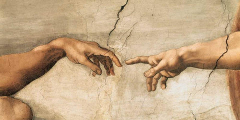 La creazione di Adamo Black Ornate Wood Framed Art Print with Double Matting by Buonarroti, Michelangelo