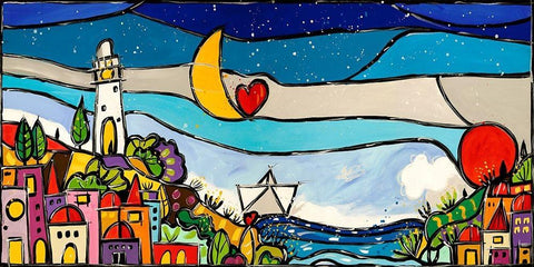 Tra di noi cE amore White Modern Wood Framed Art Print with Double Matting by Wallas