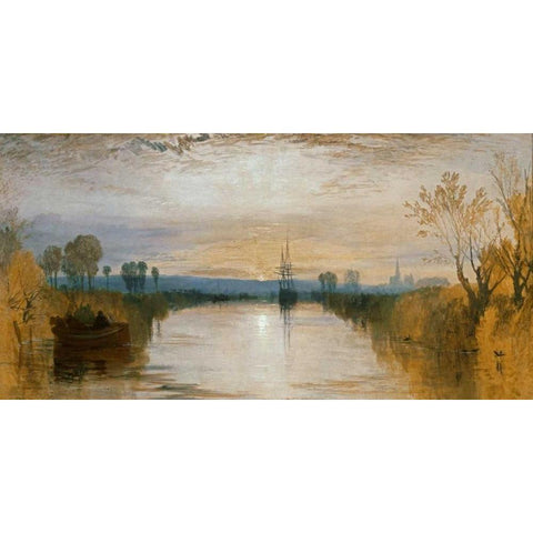 Chichester Canal White Modern Wood Framed Art Print by Turner, William