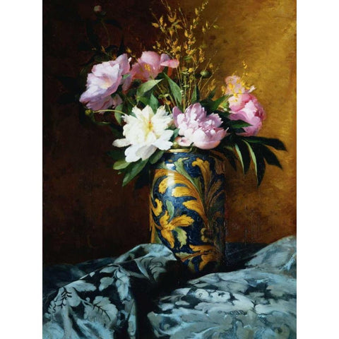 Peonies in a Vase (detail) White Modern Wood Framed Art Print by Grossi, Carlo