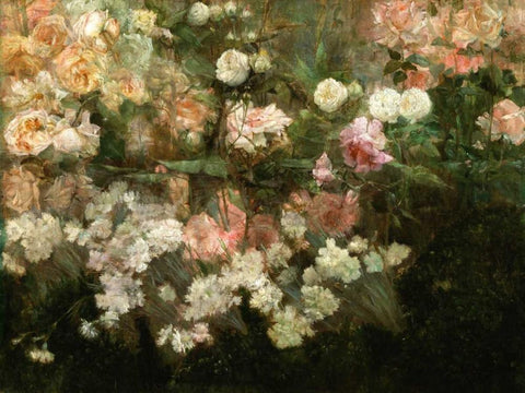 Garden in May Black Ornate Wood Framed Art Print with Double Matting by Dewing, Maria Oakey