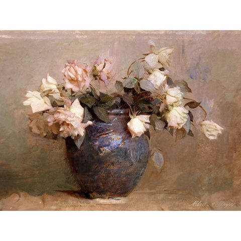 Roses White Modern Wood Framed Art Print by Thayer, Abbott Handerson