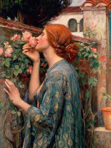 The Soul of the Rose White Modern Wood Framed Art Print with Double Matting by Waterhouse, John William
