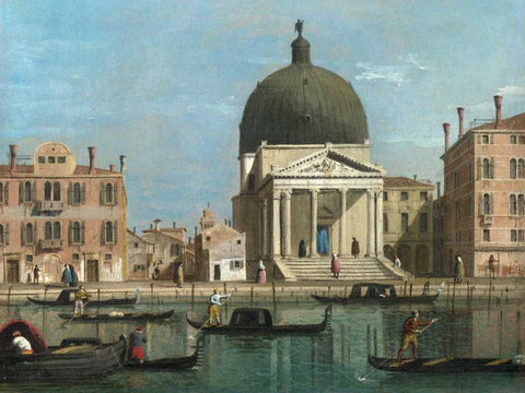 Venice Black Ornate Wood Framed Art Print with Double Matting by Follower of Canaletto