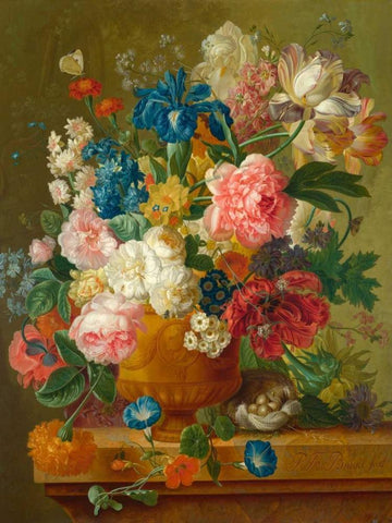 Flowers in a vase White Modern Wood Framed Art Print with Double Matting by Bosschaert the Elder, Ambrosius