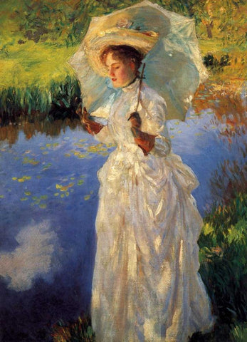 Morning walk White Modern Wood Framed Art Print with Double Matting by Singer Sargent, John