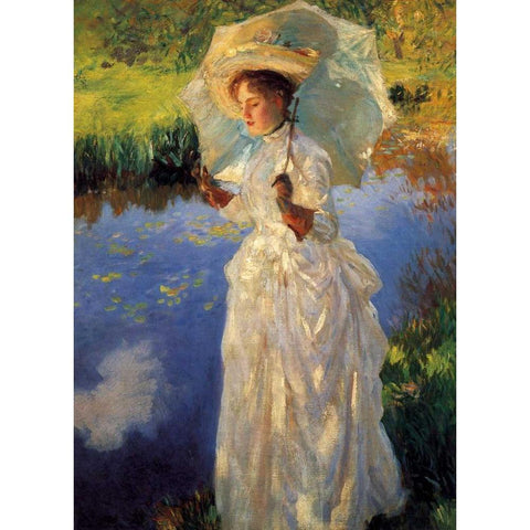 Morning walk White Modern Wood Framed Art Print by Singer Sargent, John