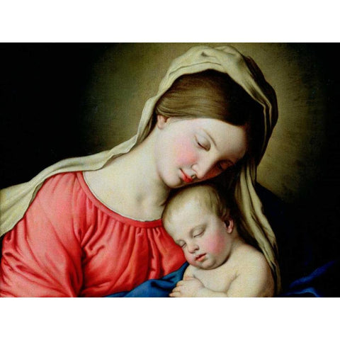 Beata Vergine con Bambino White Modern Wood Framed Art Print by Sassoferrato