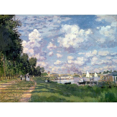The Marina at Argenteuil White Modern Wood Framed Art Print by Monet, Claude