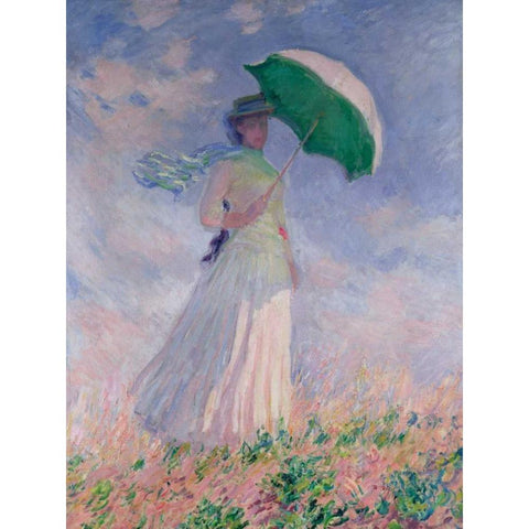 Woman with a Parasol-Right Gold Ornate Wood Framed Art Print with Double Matting by Monet, Claude
