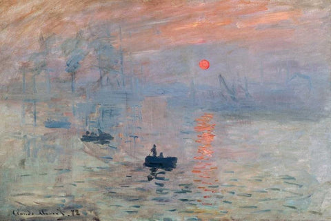 Impression au soleil levant White Modern Wood Framed Art Print with Double Matting by Monet, Claude