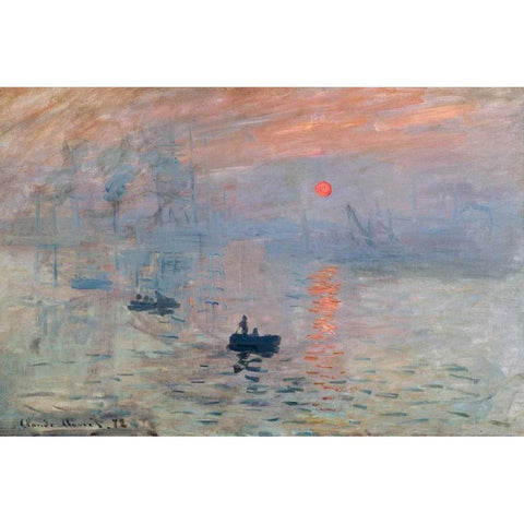 Impression au soleil levant Black Modern Wood Framed Art Print by Monet, Claude