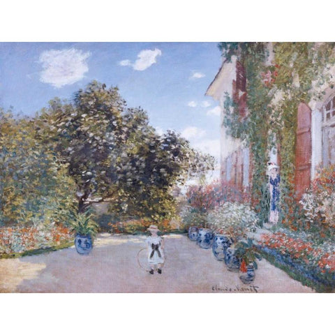 Garden of the Artist at Argenteuil Black Modern Wood Framed Art Print by Monet, Claude