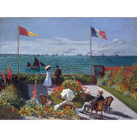 Terrasse a Sainte-Adresse White Modern Wood Framed Art Print by Monet, Claude