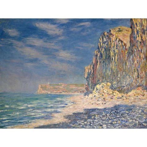 Falaise near Fecamp White Modern Wood Framed Art Print by Monet, Claude