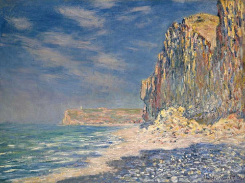 Falaise near Fecamp White Modern Wood Framed Art Print with Double Matting by Monet, Claude