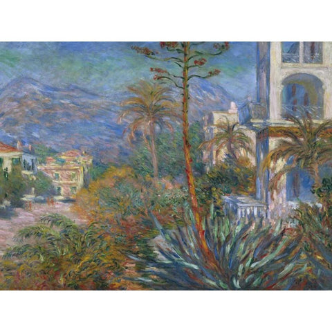 The Villas at Bordighera Black Modern Wood Framed Art Print with Double Matting by Monet, Claude
