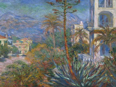 The Villas at Bordighera White Modern Wood Framed Art Print with Double Matting by Monet, Claude
