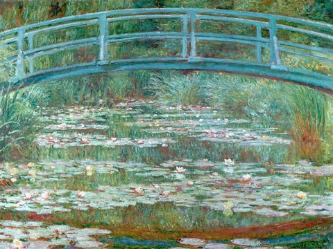 Water Lily Pool White Modern Wood Framed Art Print with Double Matting by Monet, Claude