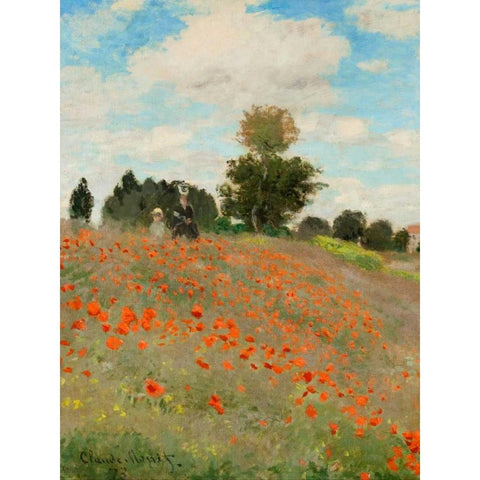 Coquelicots Gold Ornate Wood Framed Art Print with Double Matting by Monet, Claude