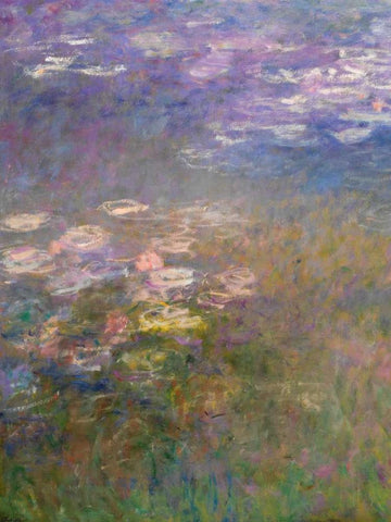 Water Lilies I White Modern Wood Framed Art Print with Double Matting by Monet, Claude