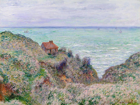 Cabin of the Customs Watch White Modern Wood Framed Art Print with Double Matting by Monet, Claude