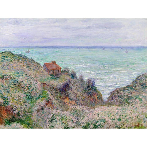 Cabin of the Customs Watch White Modern Wood Framed Art Print by Monet, Claude