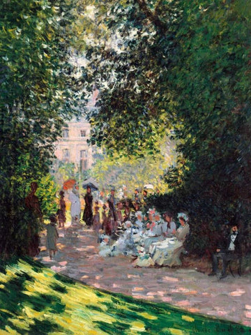 The Parc Monceau White Modern Wood Framed Art Print with Double Matting by Monet, Claude