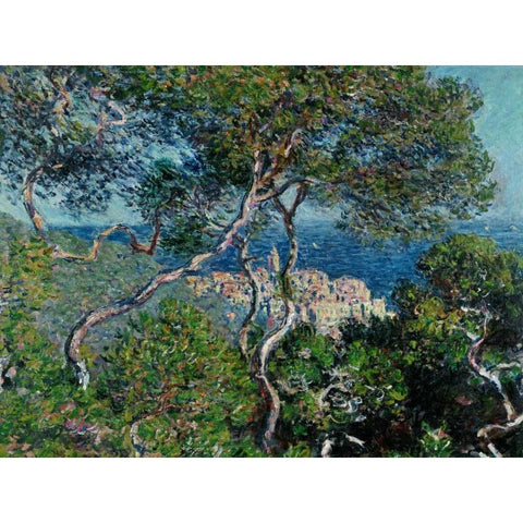 View of Bordighera,Italy Black Modern Wood Framed Art Print with Double Matting by Monet, Claude
