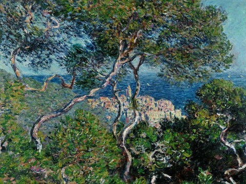 View of Bordighera,Italy White Modern Wood Framed Art Print with Double Matting by Monet, Claude