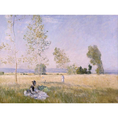 Lete Black Modern Wood Framed Art Print with Double Matting by Monet, Claude
