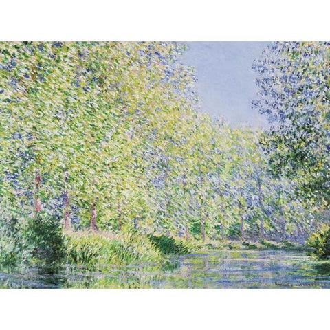 Bend in the Epte River near Giverny White Modern Wood Framed Art Print by Monet, Claude
