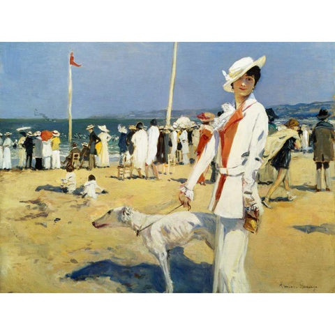 The Seaside White Modern Wood Framed Art Print by Flameng, Francois