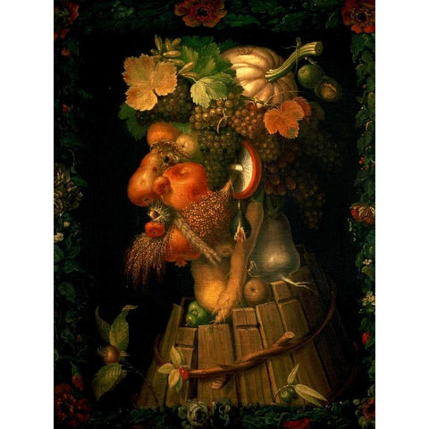 Autumn White Modern Wood Framed Art Print by Arcimboldo, Giuseppe