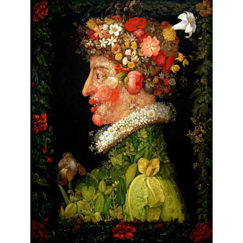 Spring White Modern Wood Framed Art Print by Arcimboldo, Giuseppe