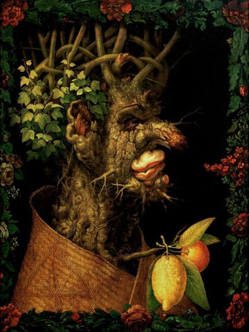 Winter Black Ornate Wood Framed Art Print with Double Matting by Arcimboldo, Giuseppe