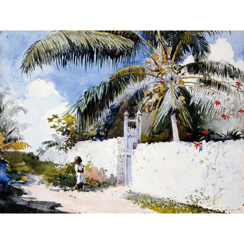 A Garden in Nassau White Modern Wood Framed Art Print by Homer, Winslow